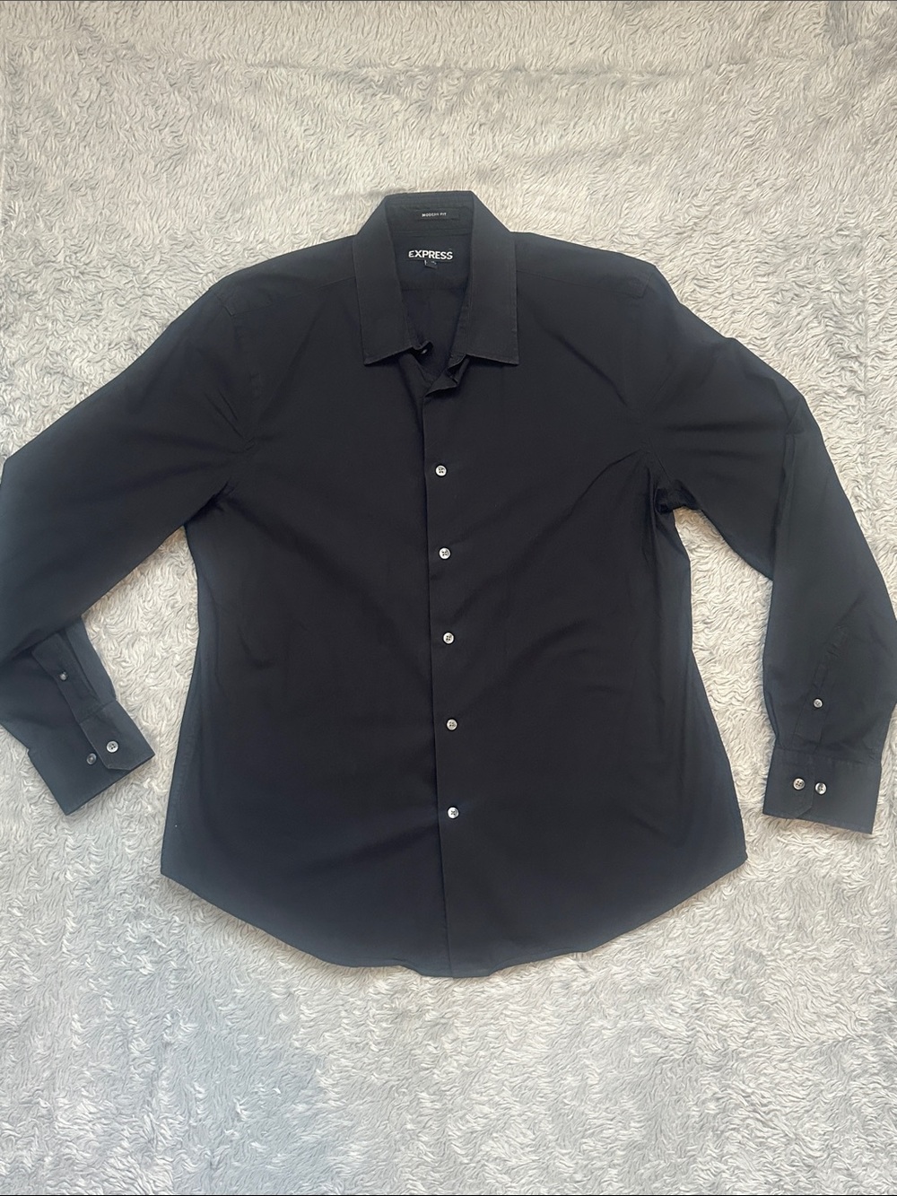 Express Men's Black Button-Up Casual Shirt